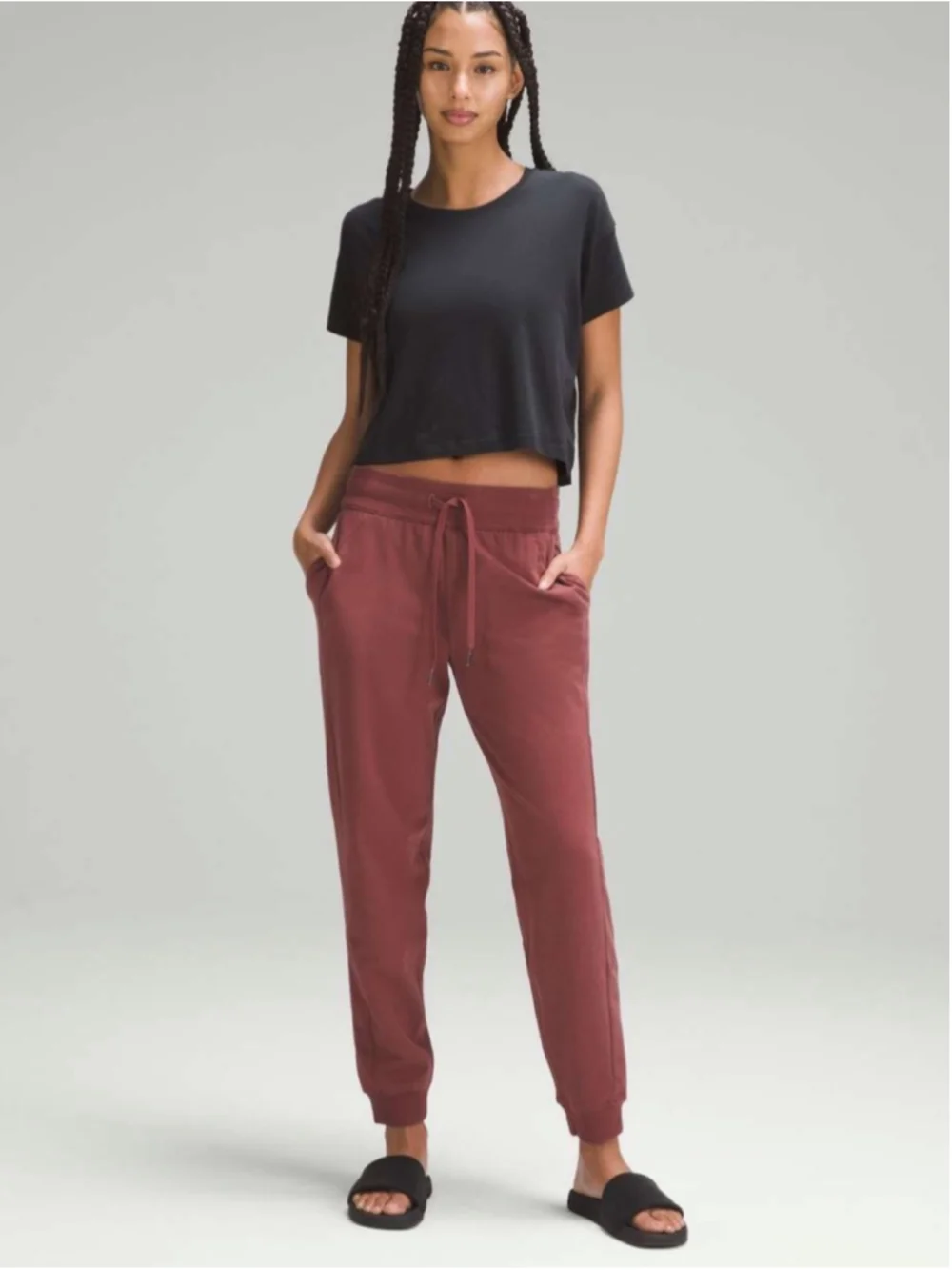 Lululemon Scuba High-Rise French Terry Jogger smoky red lounge wear gym sz 14
